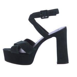 Reformation Dark Green Platform Heels